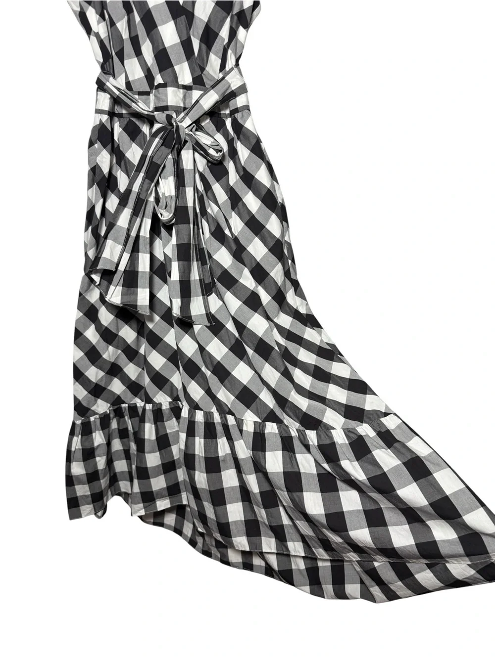 J. Crew Sleeveless Faux Wrap Dress in Gingham Cotton Poplin Size 8 Black White - Picture 7 of 11
